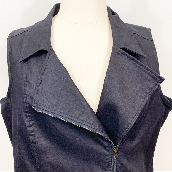 Eileen Fisher Asymmetric Zip Black Vest 1X - Picture 3 of 11